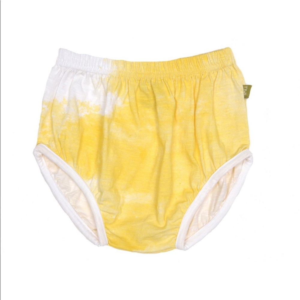 Nui Organics yellow watercolour diaper cover